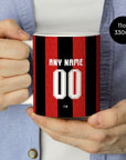 Mug with the Bournemouth 2026-27 Home football shirt design by RIPA Football