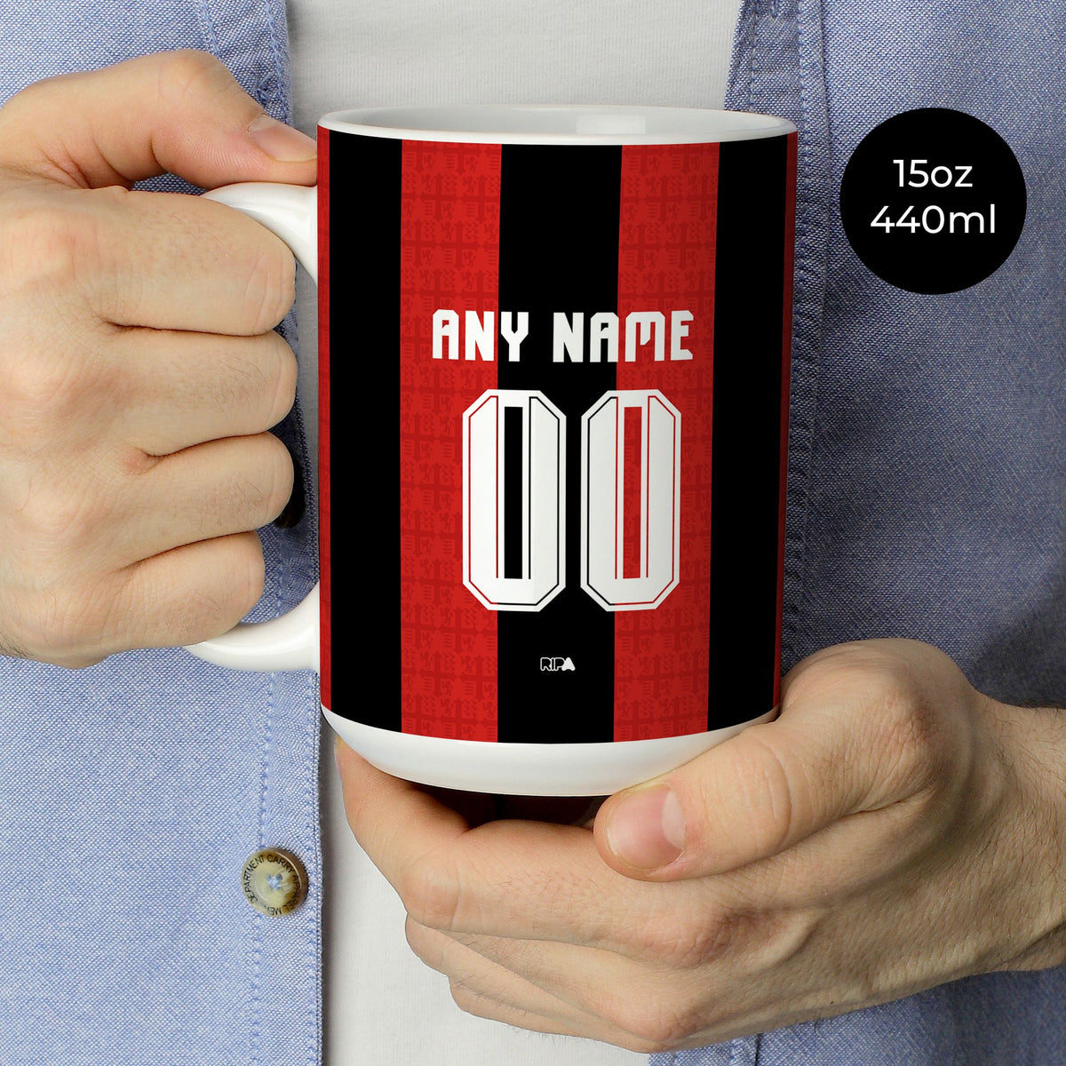 Mug with the Bournemouth 2026-27 Home football shirt design by RIPA Football