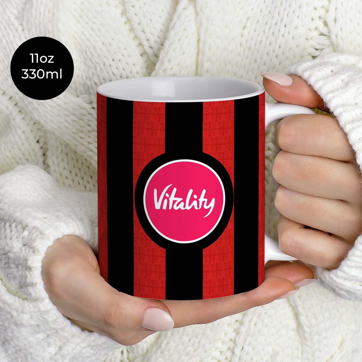 Mug with the Bournemouth 2026-27 Home football shirt design by RIPA Football