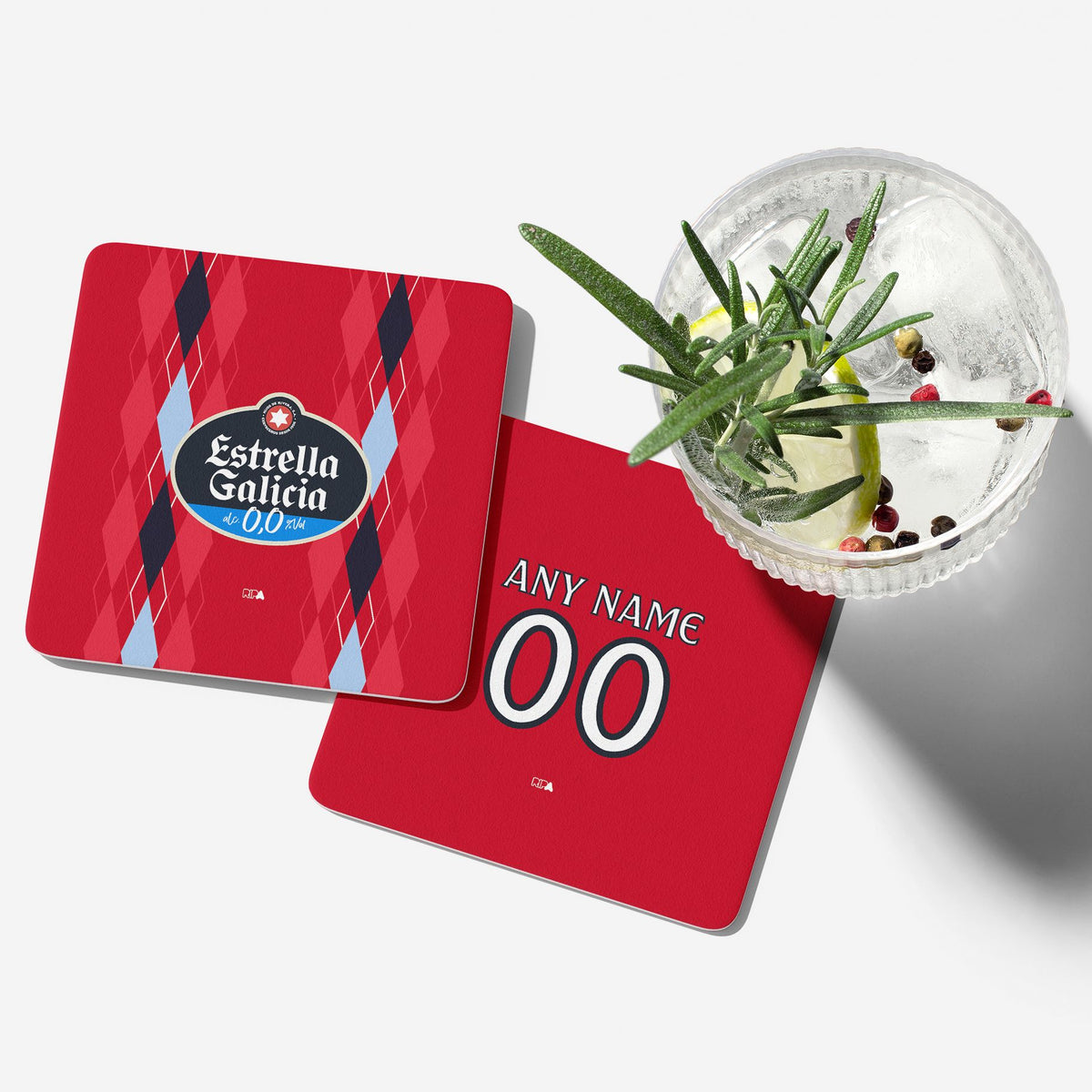 Coaster with the Celta Vigo 2026-27 Third football shirt design by RIPA Football