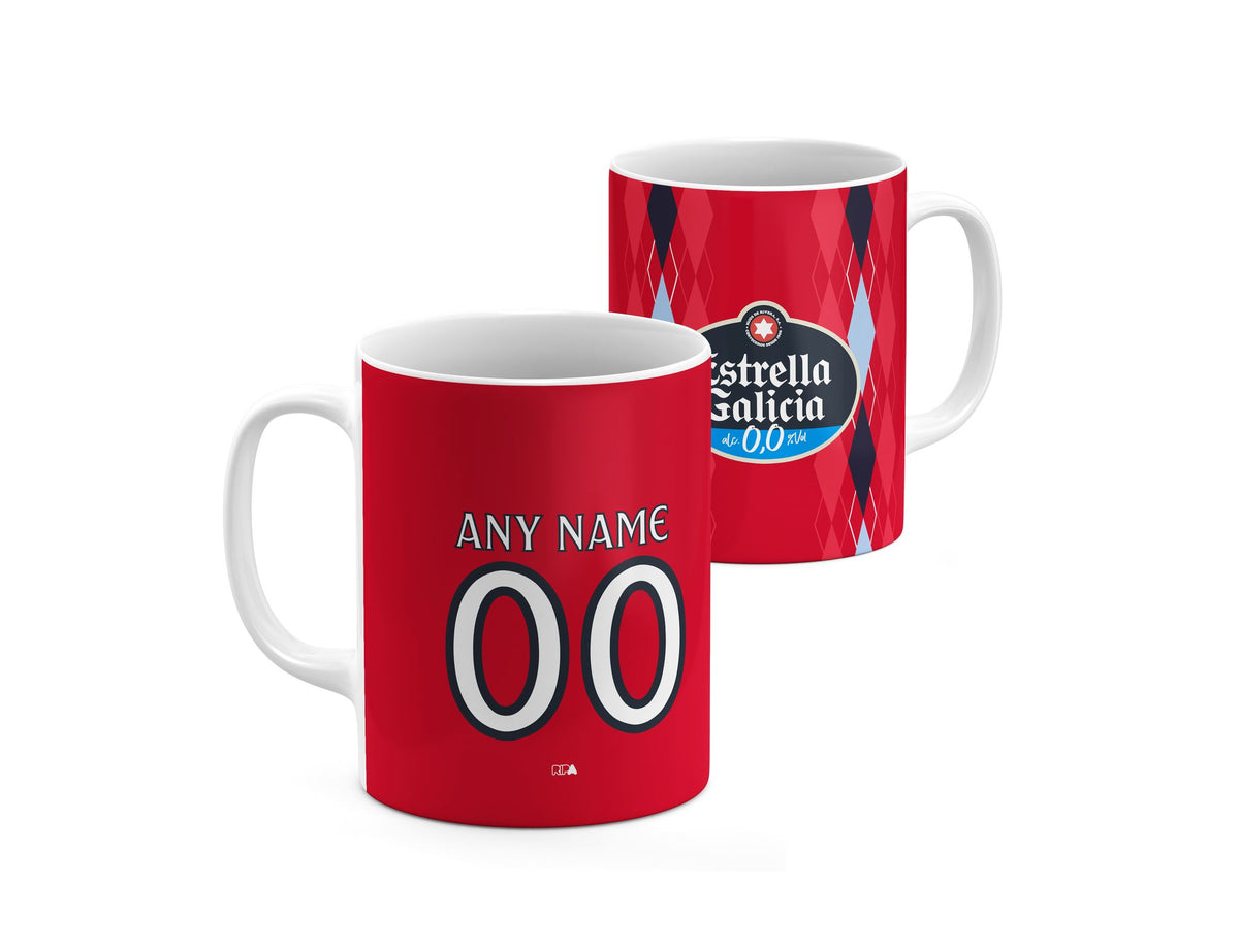 Mug with the Celta Vigo 2026-27 Third football shirt design by RIPA Football