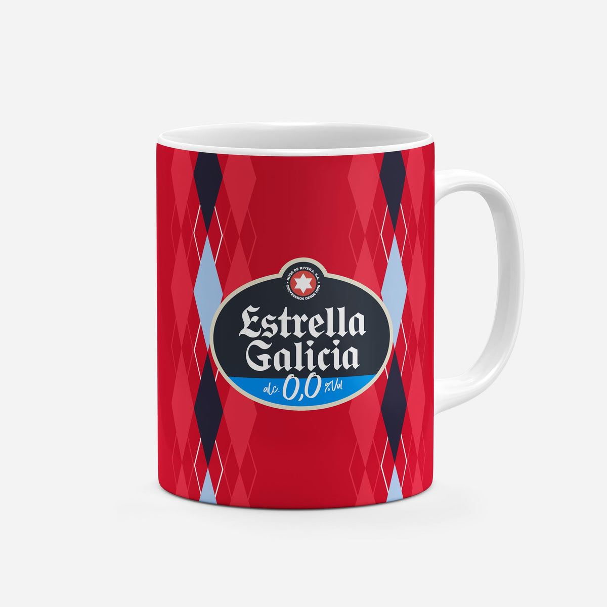 Mug with the Celta Vigo 2026-27 Third football shirt design by RIPA Football