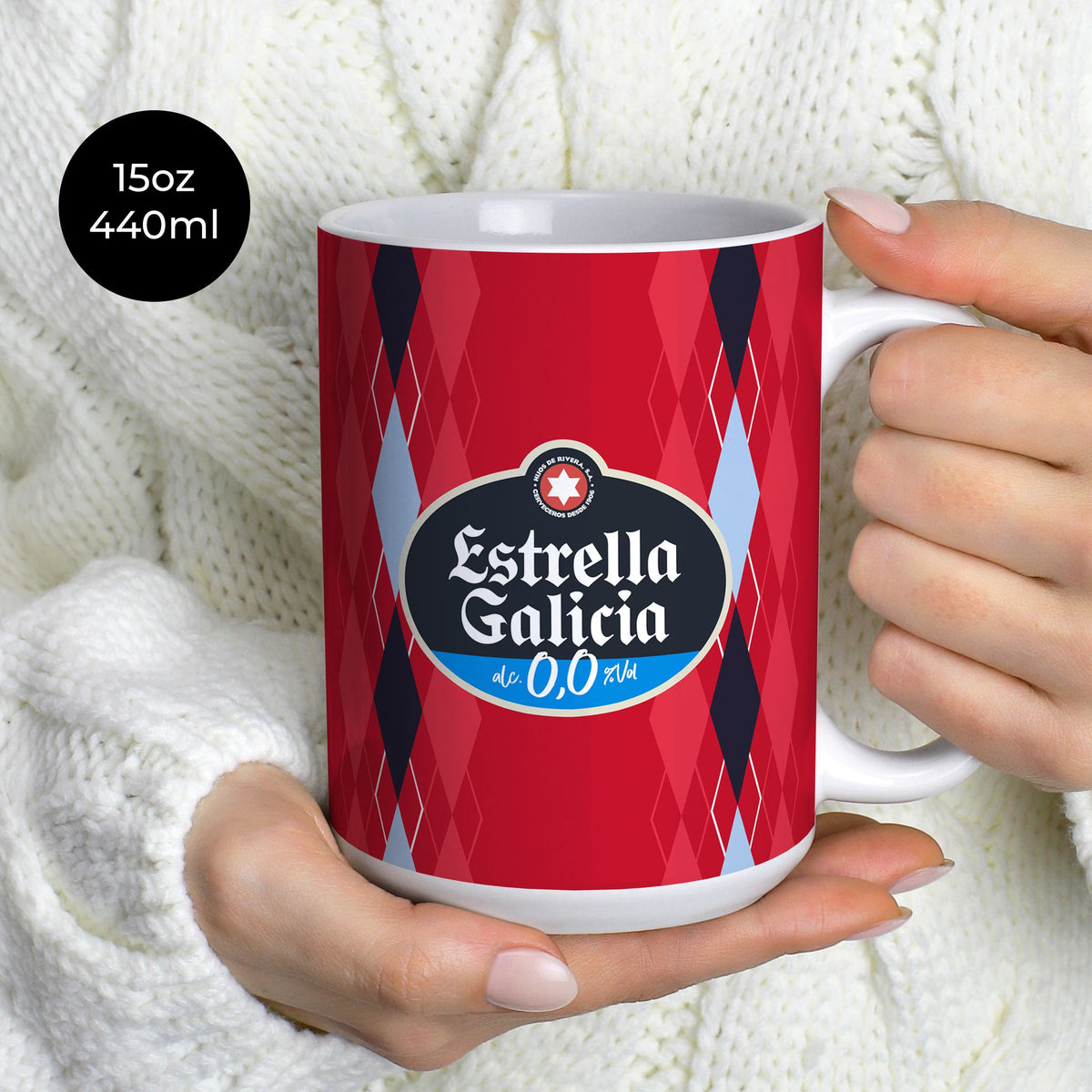 Mug with the Celta Vigo 2026-27 Third football shirt design by RIPA Football