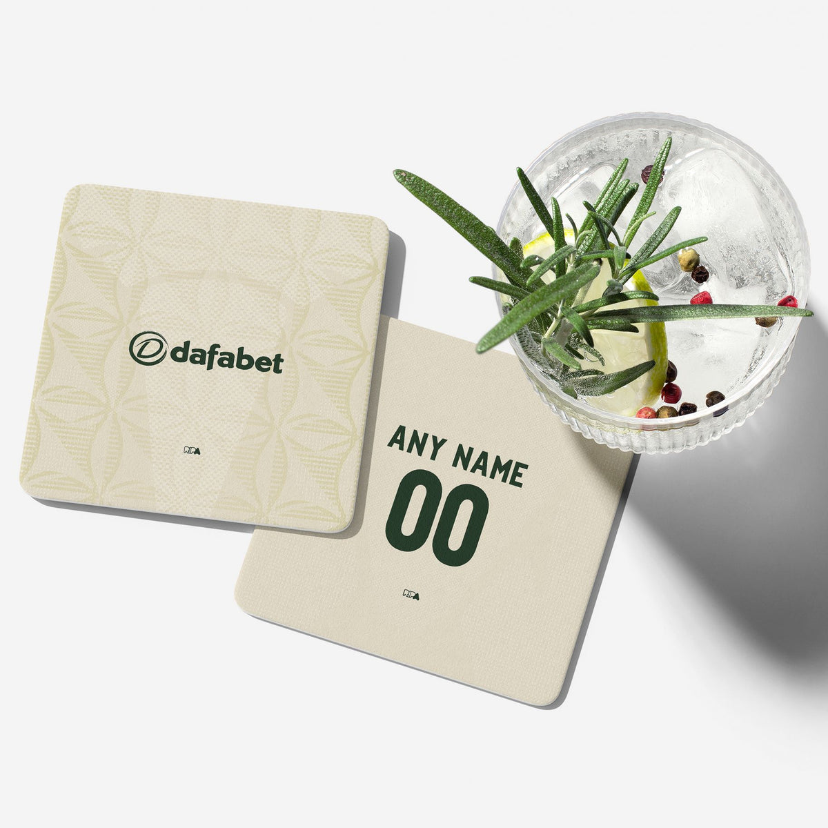 Coaster with the Celtic 2026-27 Third football shirt design by RIPA Football