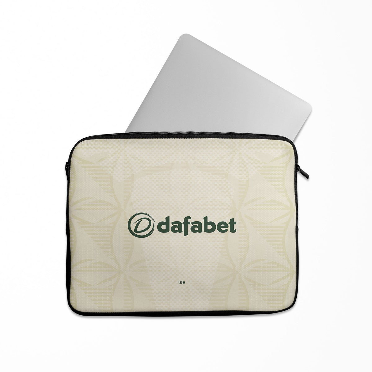 Laptop sleeve with the Celtic 2026-27 Third football shirt design by RIPA Football