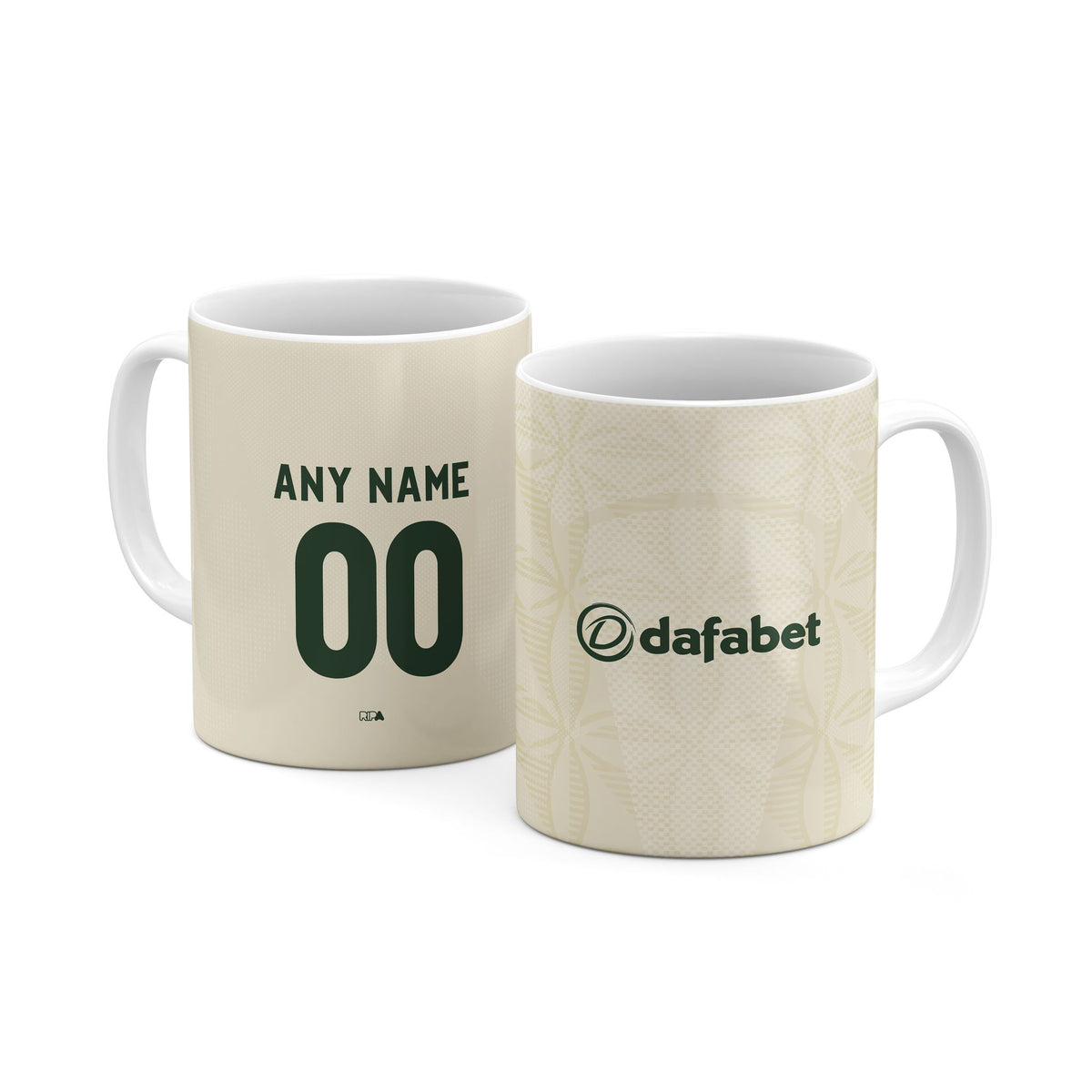 Mug with the Celtic 2026-27 Third football shirt design by RIPA Football