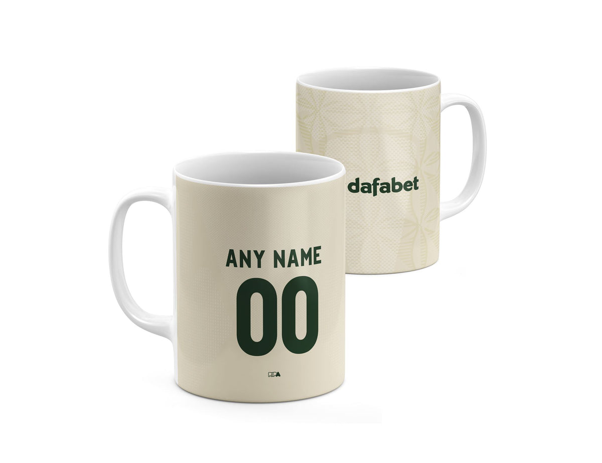 Mug with the Celtic 2026-27 Third football shirt design by RIPA Football