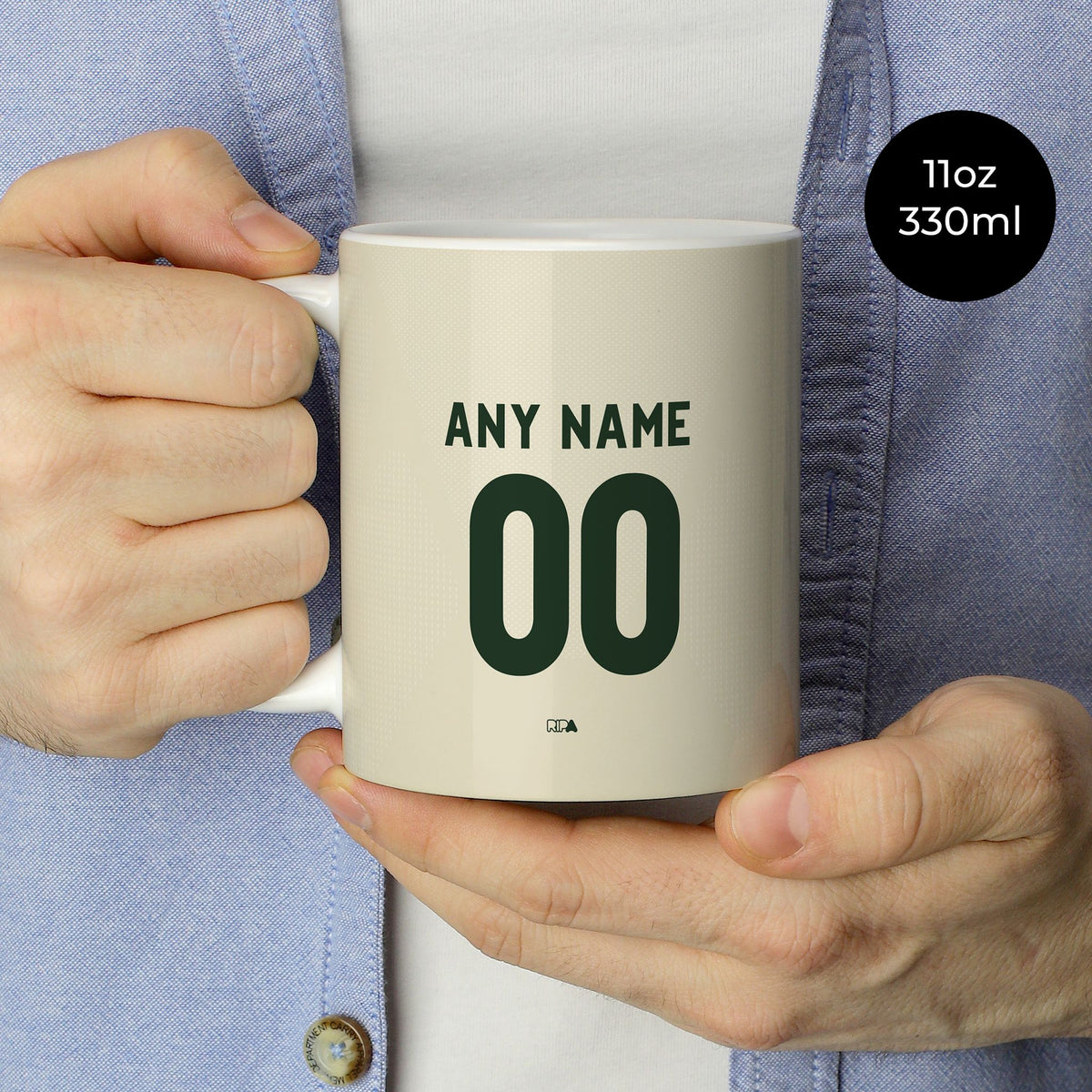 Mug with the Celtic 2026-27 Third football shirt design by RIPA Football