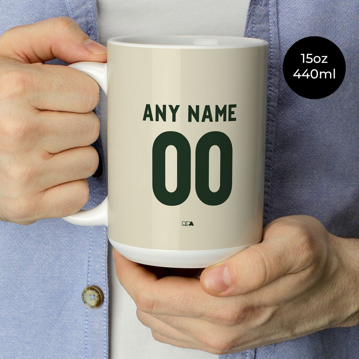 Mug with the Celtic 2026-27 Third football shirt design by RIPA Football