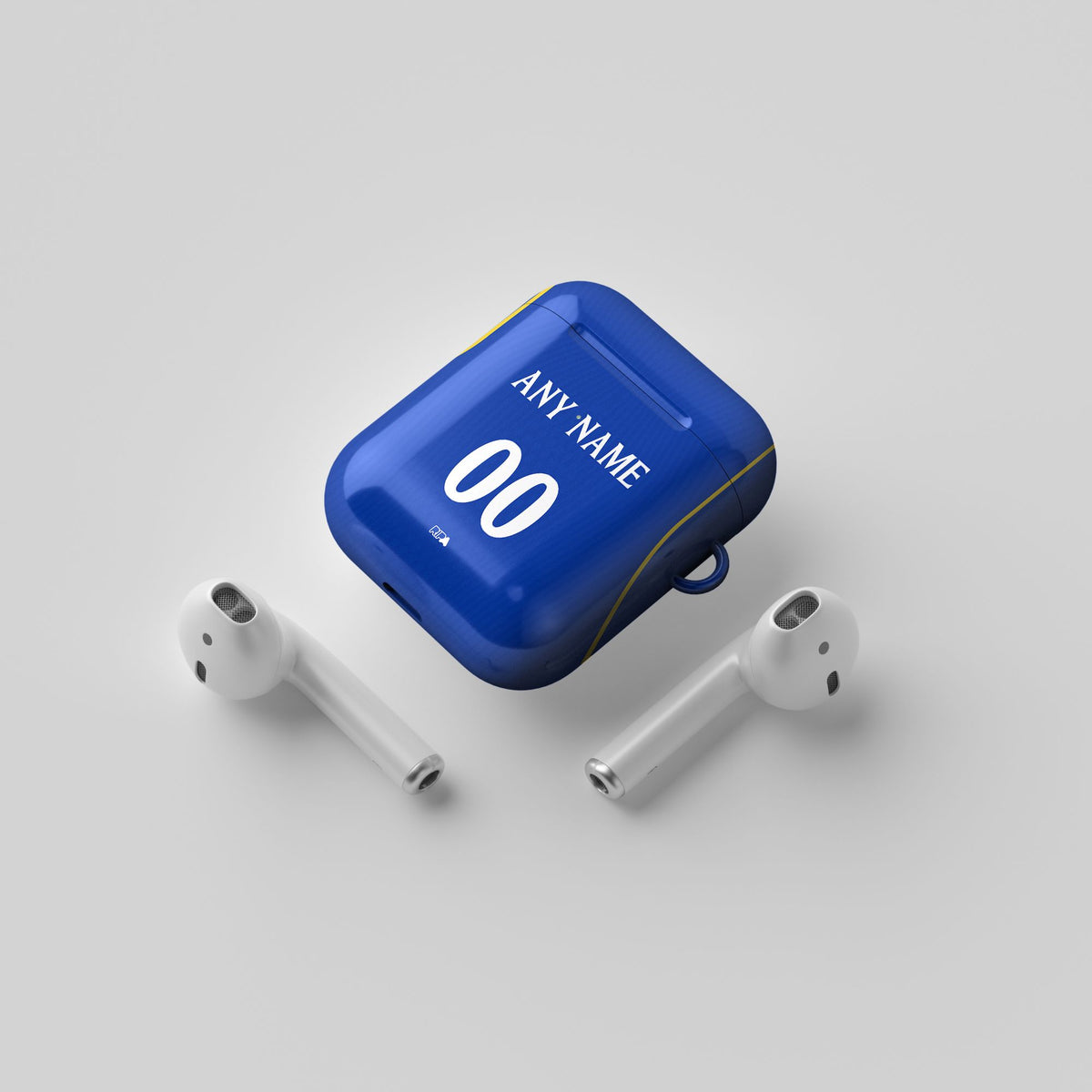 AirPods case with the Chelsea 2026-27 Home football shirt design by RIPA Football