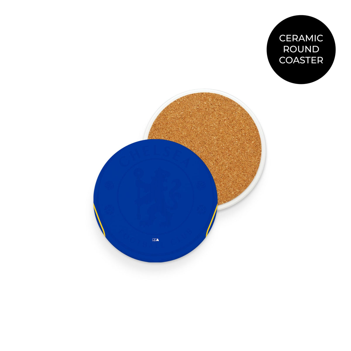 Coaster with the Chelsea 2026-27 Home football shirt design by RIPA Football