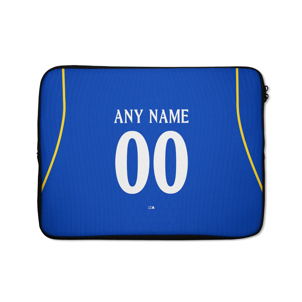 Laptop sleeve with the Chelsea 2026-27 Home football shirt design by RIPA Football