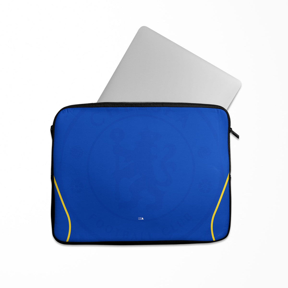 Laptop sleeve with the Chelsea 2026-27 Home football shirt design by RIPA Football