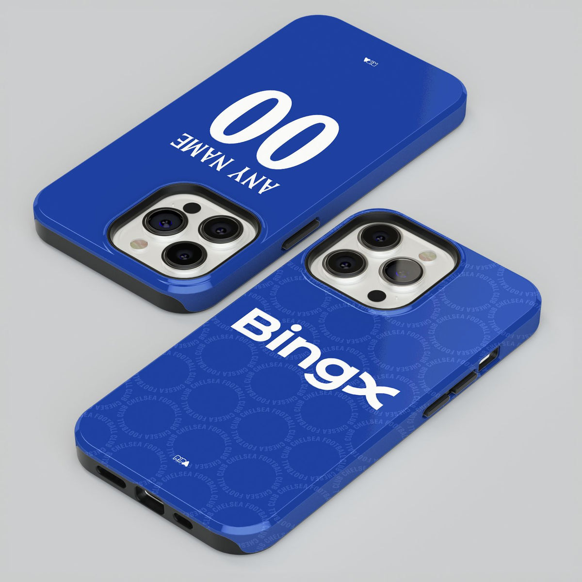 Phone case with the Chelsea 2026-27 Prematch football shirt design by RIPA Football