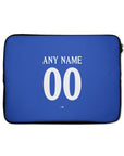Laptop sleeve with the Chelsea 2026-27 Prematch football shirt design by RIPA Football