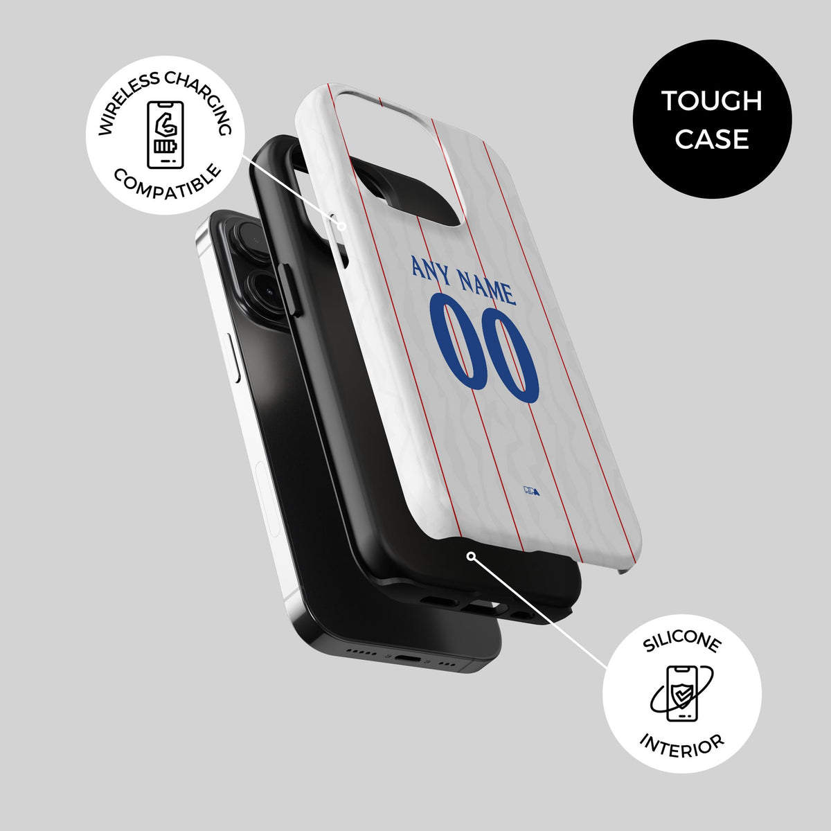 Phone case with the Chelsea 2026-27 Third football shirt design by RIPA Football