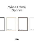 a set of three frames with the words wood frame options