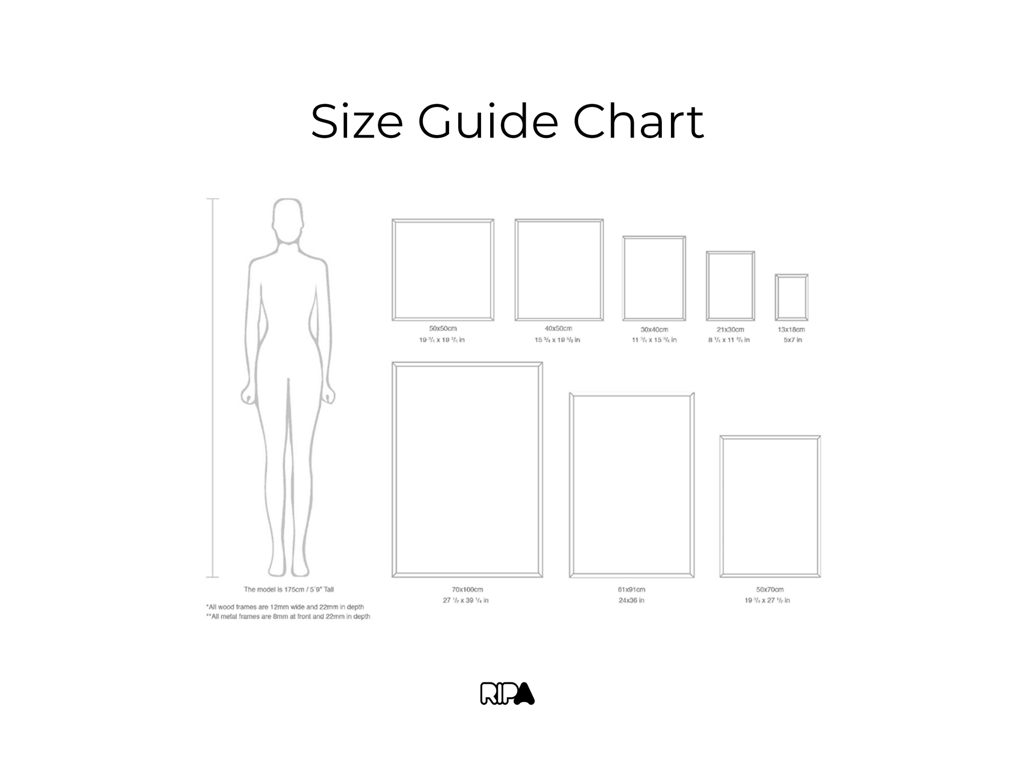 a diagram of a size guide for a mannequin